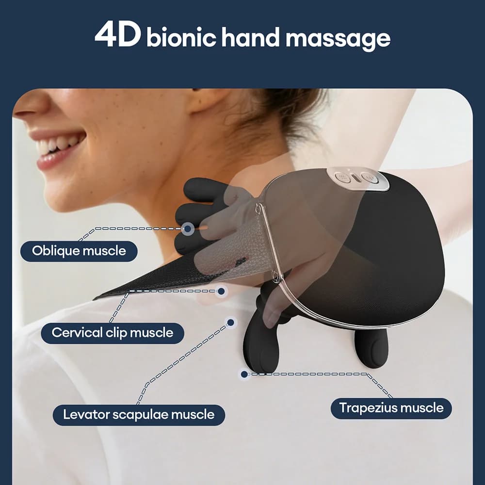 4D Massager — anatomy diagram showing target muscle groups