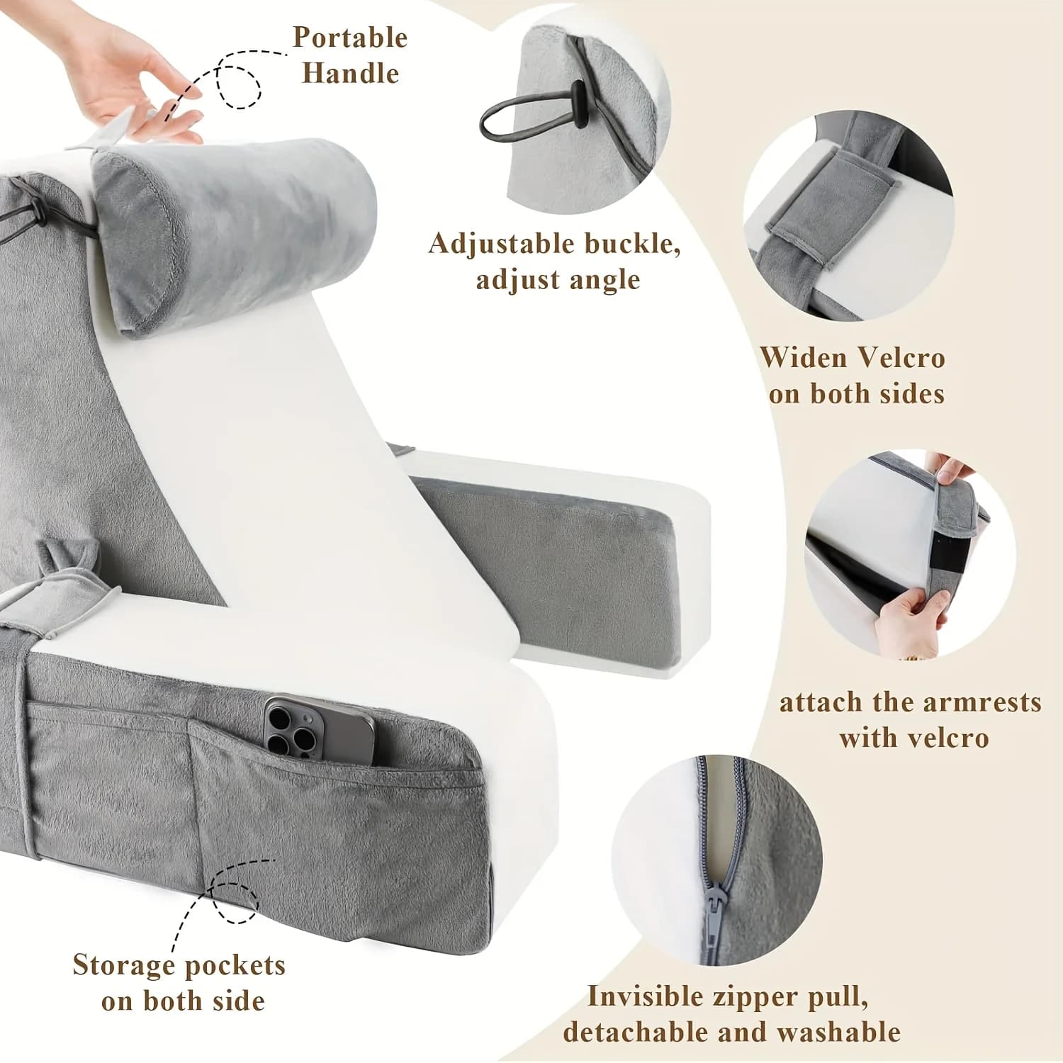 Reading Pillow — feature callout diagram